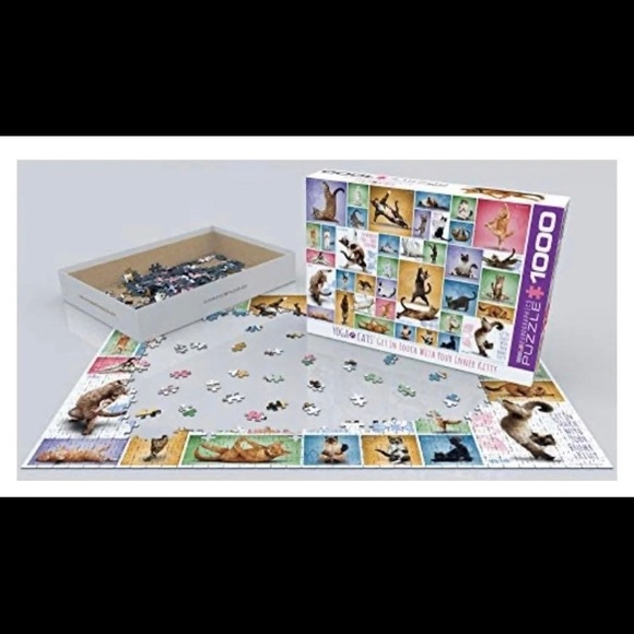 Yoga Cats 1000-Piece puzzle NEW Finished puzzle size19.25" x 26.5" - Picture 2 of 4